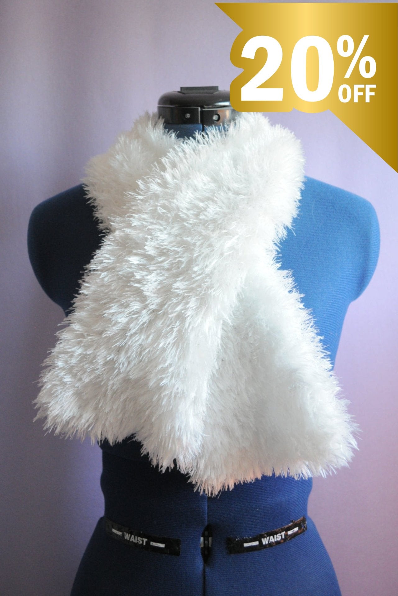 Faux-Fur Schal - Winterweiß - Kurz