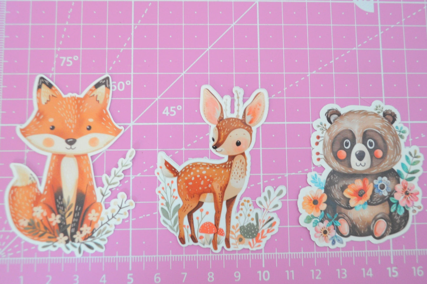 Aufkleber mit Fuchs, Reh und Böar motiv