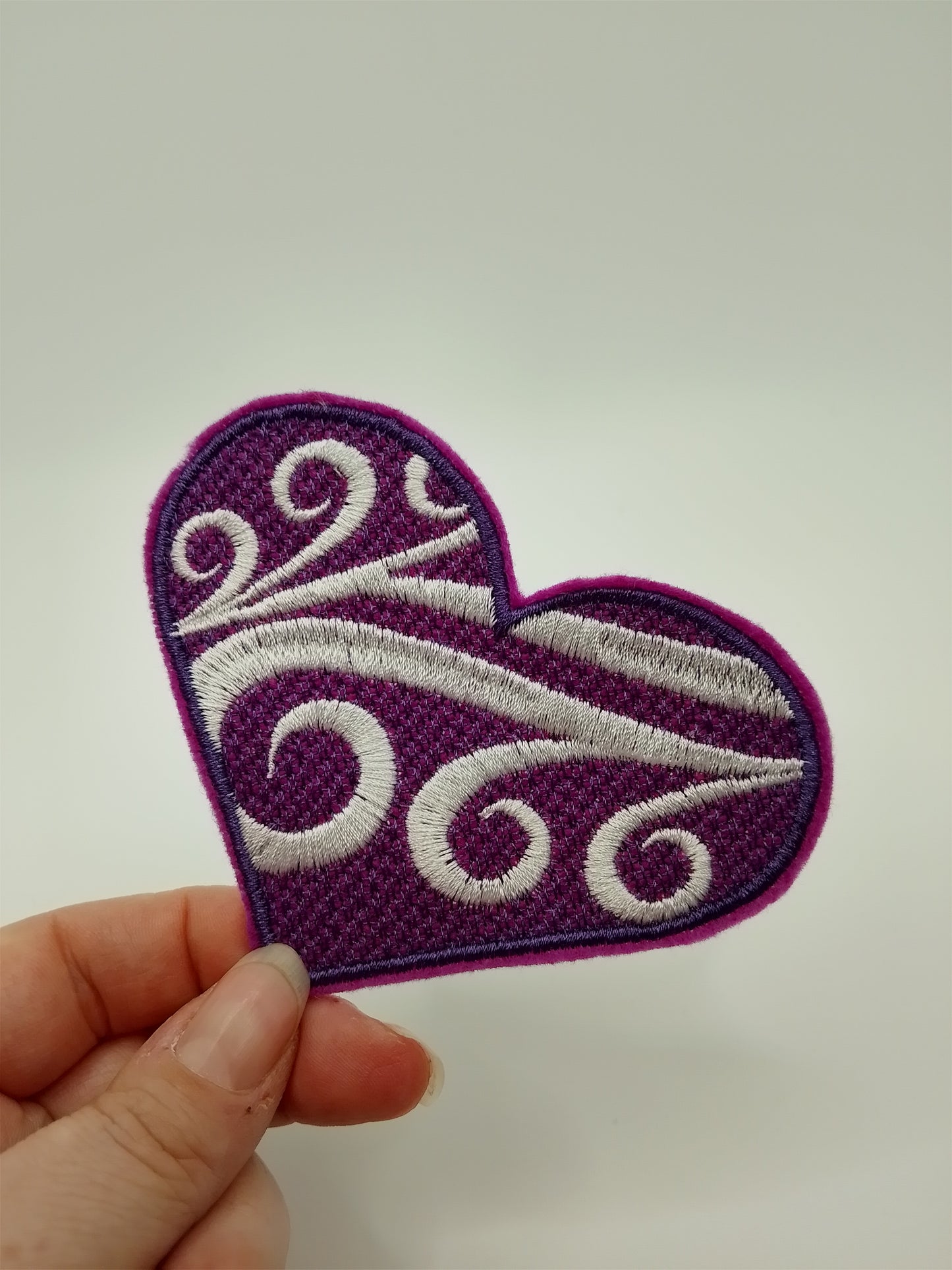 Patch - Herz groß - Purpur und Weiß