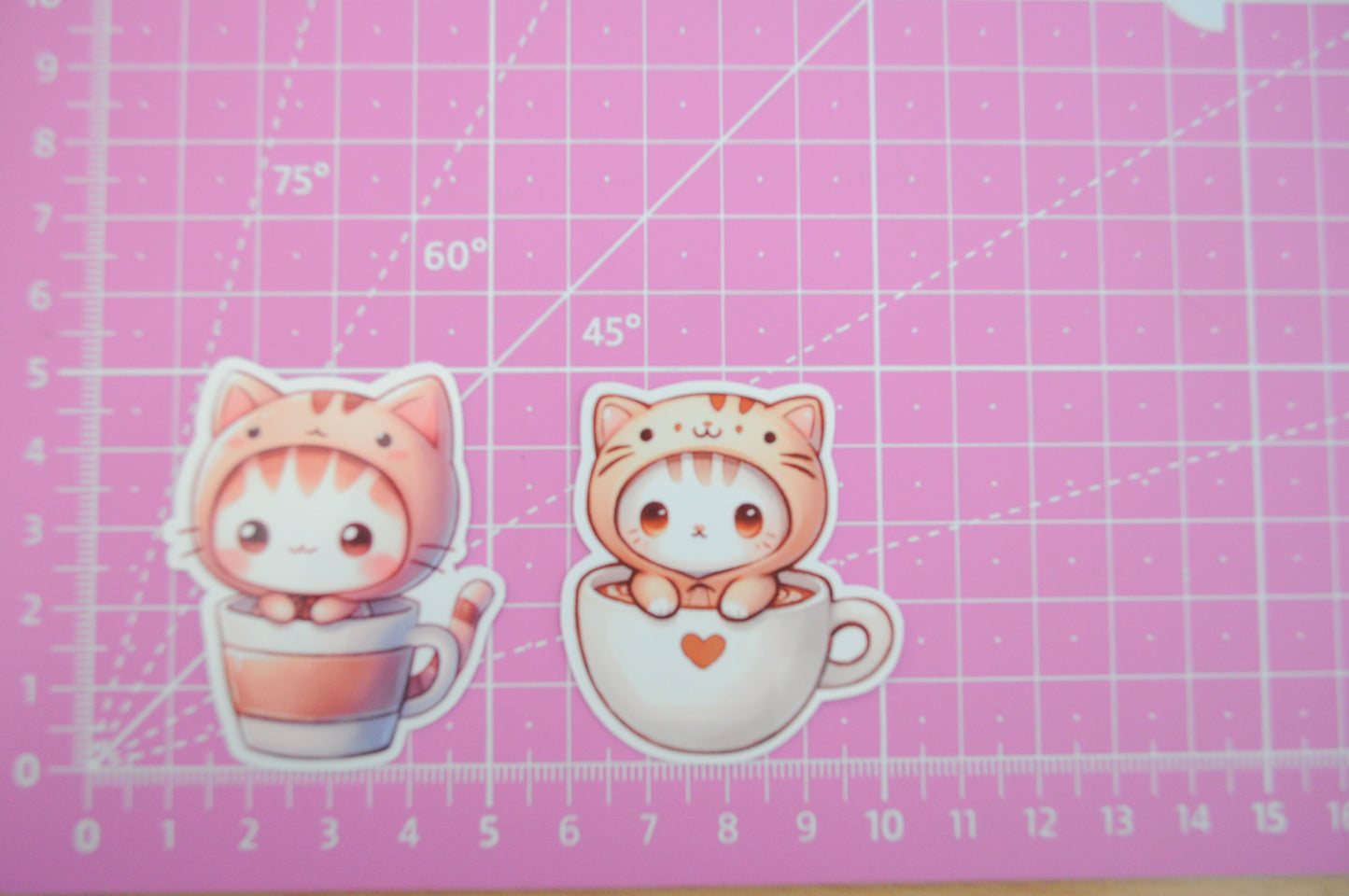 Stickers - Chibi Katzen verkleidet als Essen - Set 10 - Kaffee und Tee