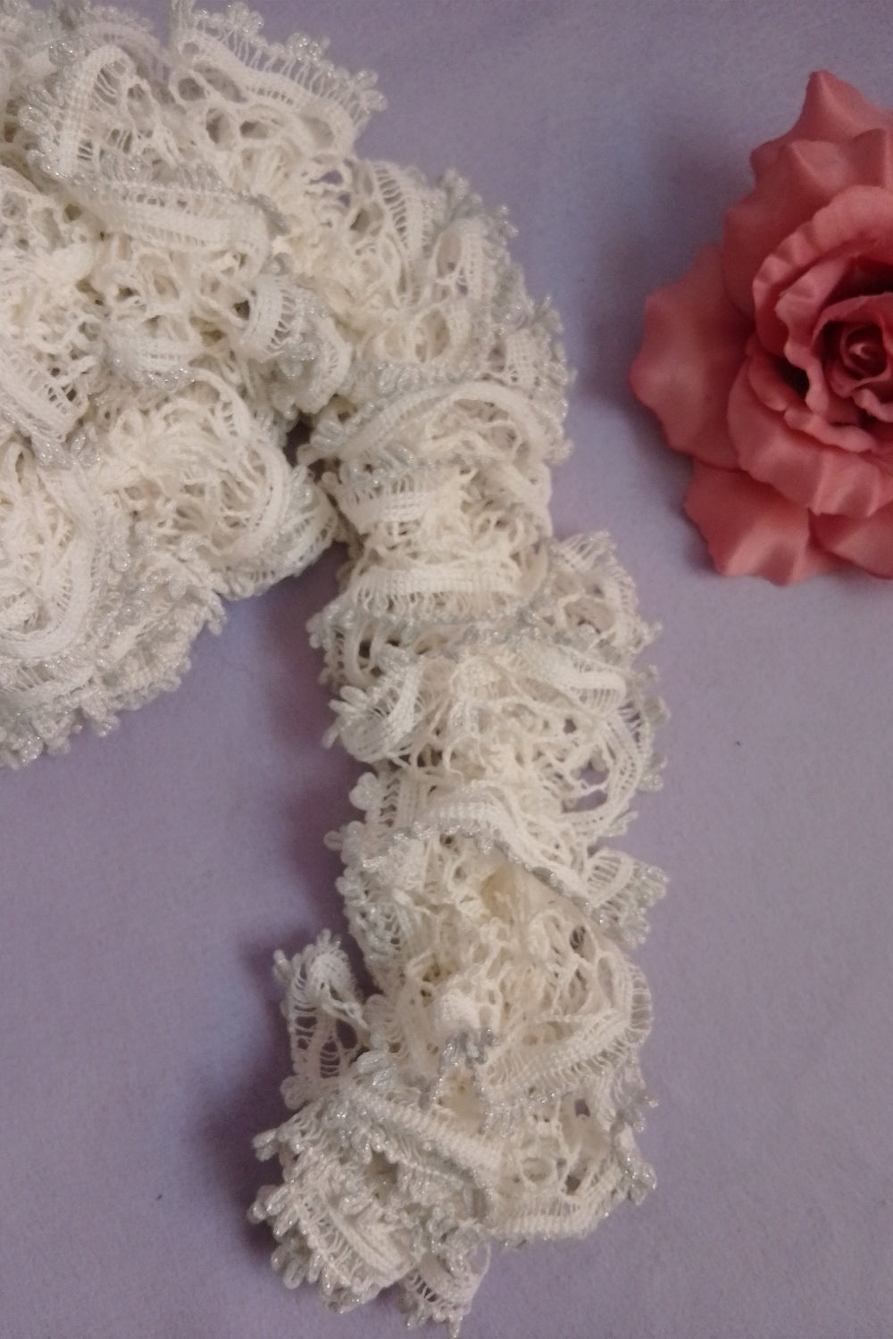 Fantasie Schal - Weiß und Silber