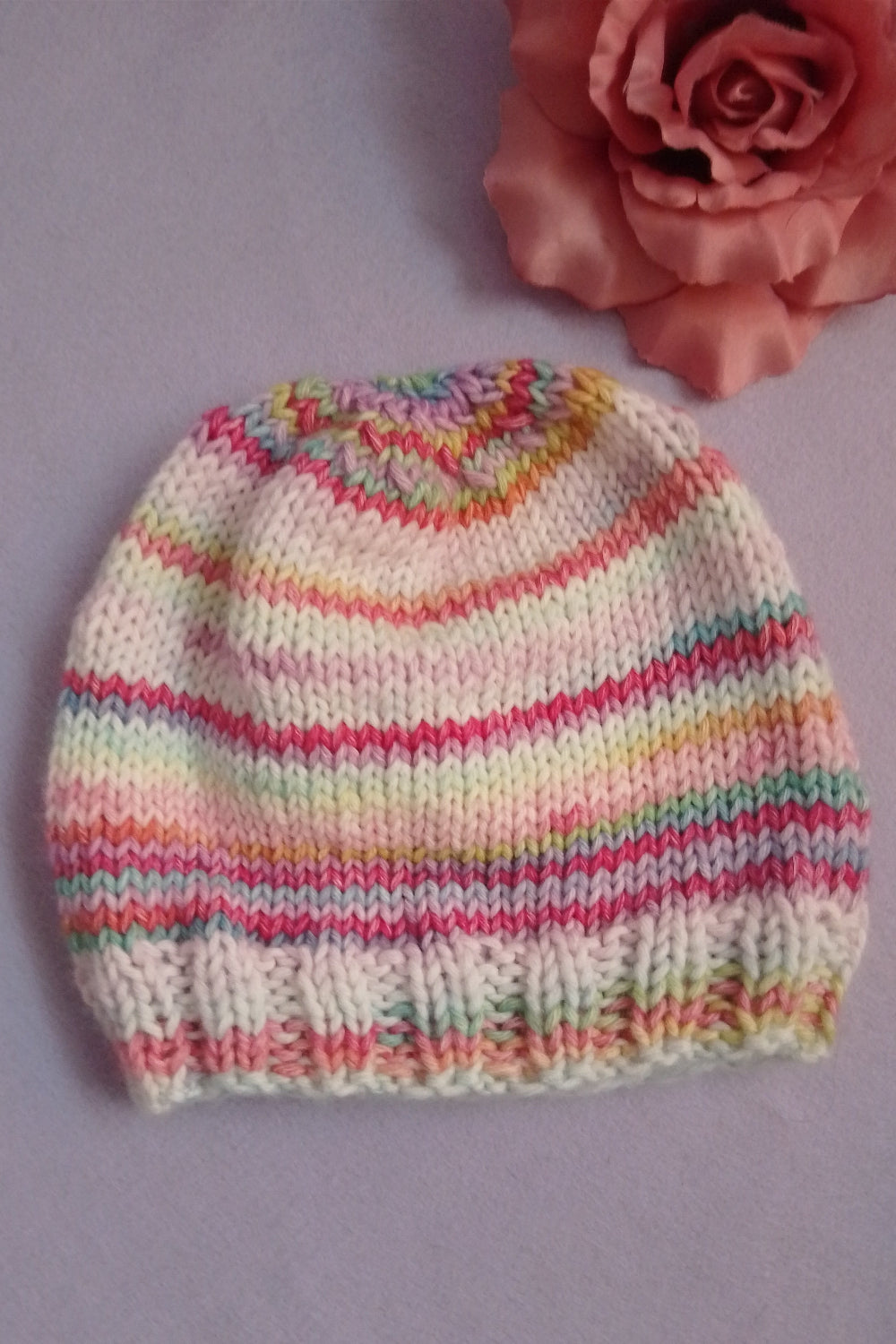 Gestrickte Mutze 'Schlicht' - Multicolor - Größe M (53-55cm)