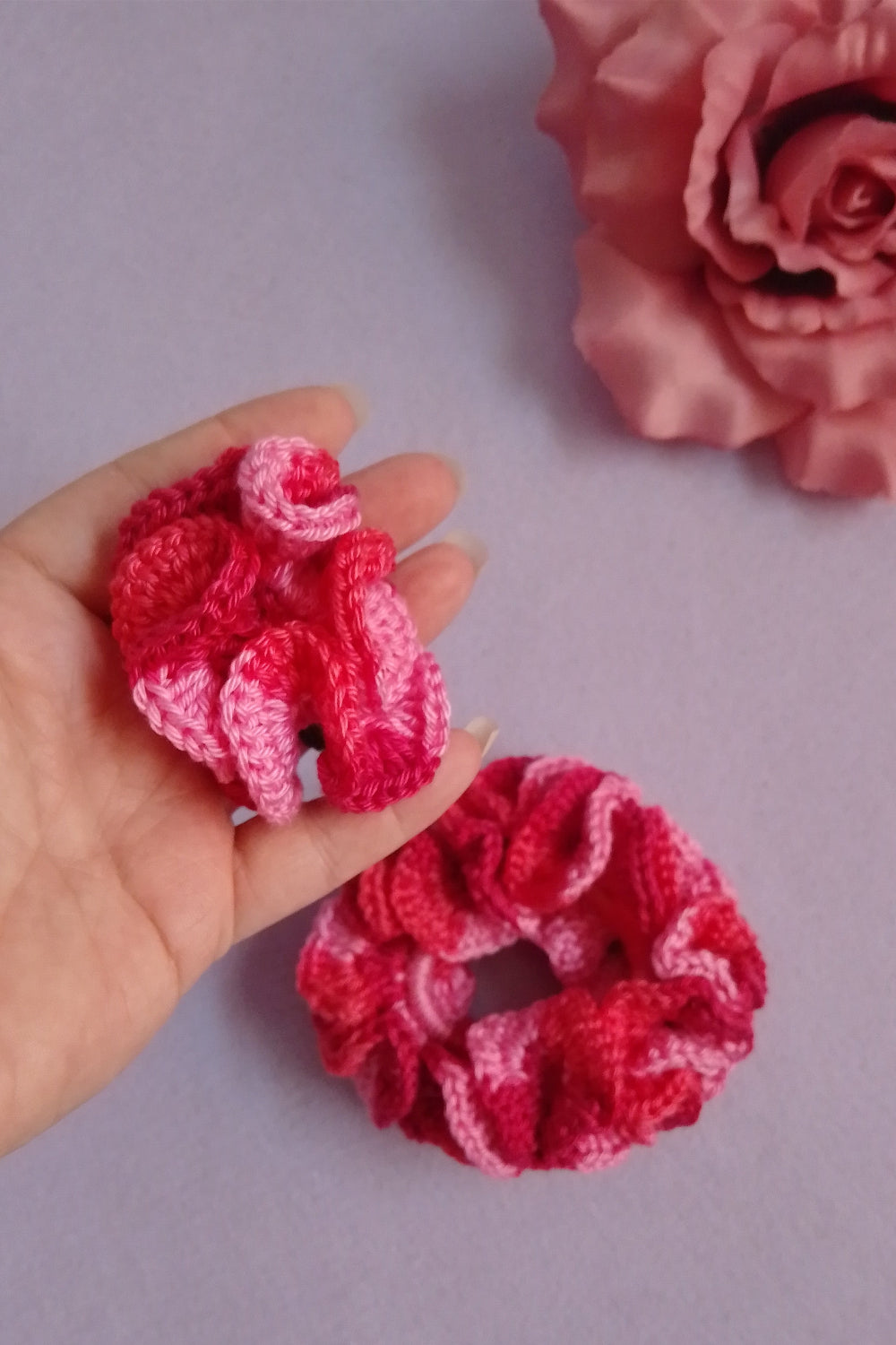 No-Waste Scrunchie und Haargummi - Pink