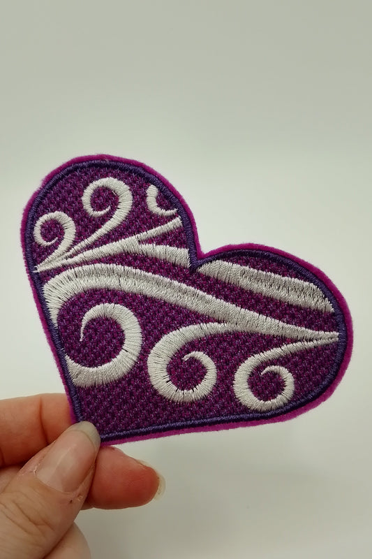 Patch - Herz groß - Purpur und Weiß
