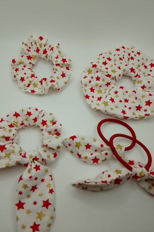 Scrunchies - Sterne in rot und gold
