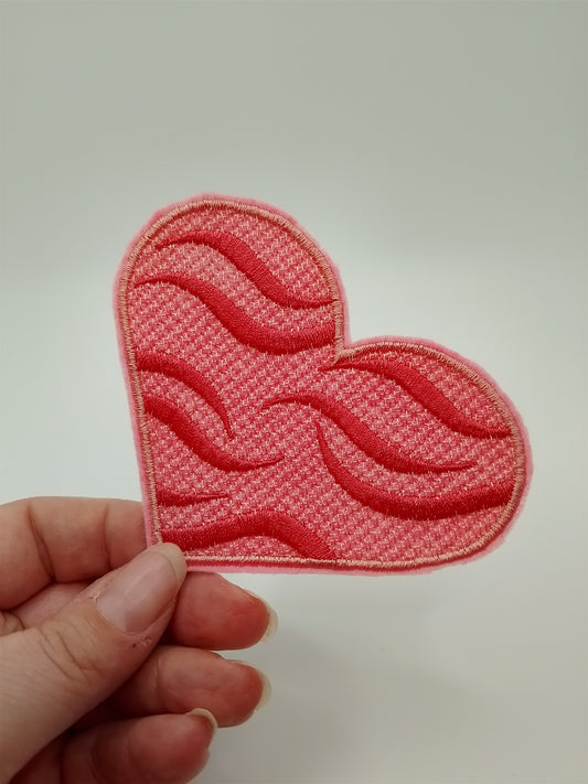 Patch - Herz groß - Rosa Zebrastreifen