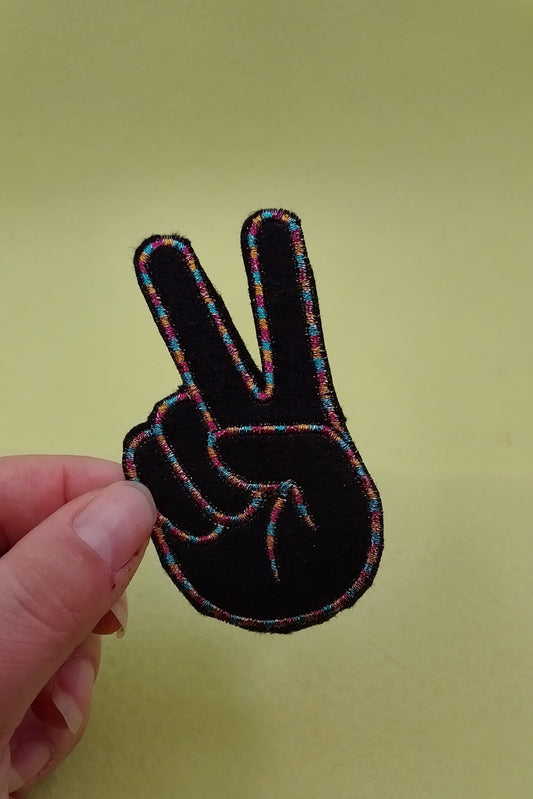 Patch - Peace Hand Regenbogen Glitzer