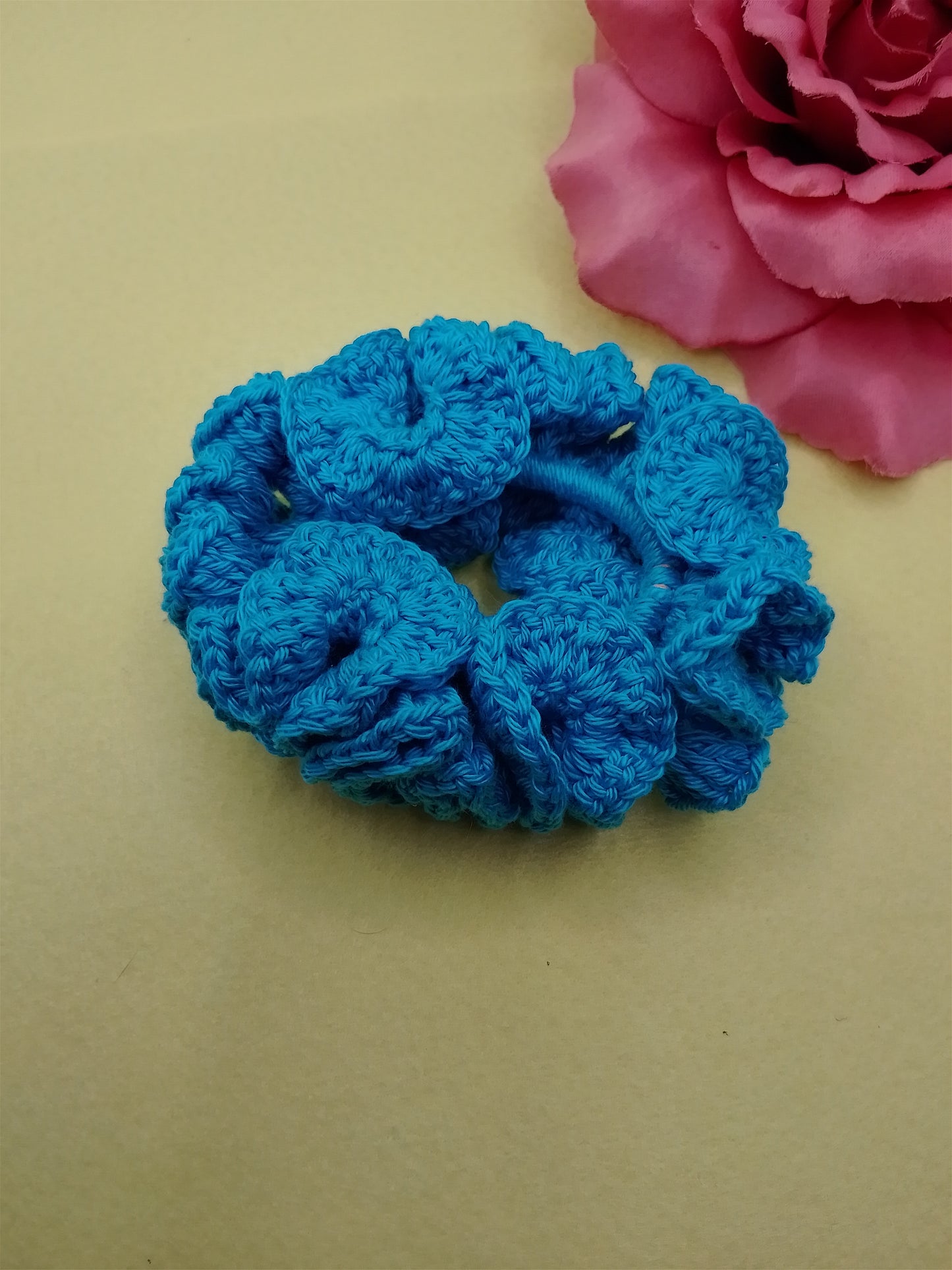 Large Ruffle - gehäkelte Scrunchie - Aqua Blau