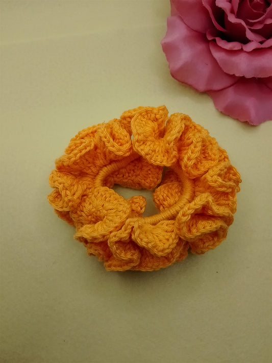 Large Ruffle - gehäkelte Scrunchie - Gelb